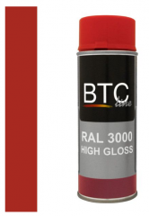 BTC alkydlak hoogglans RAL 3000 vuurrood - 400 ml.